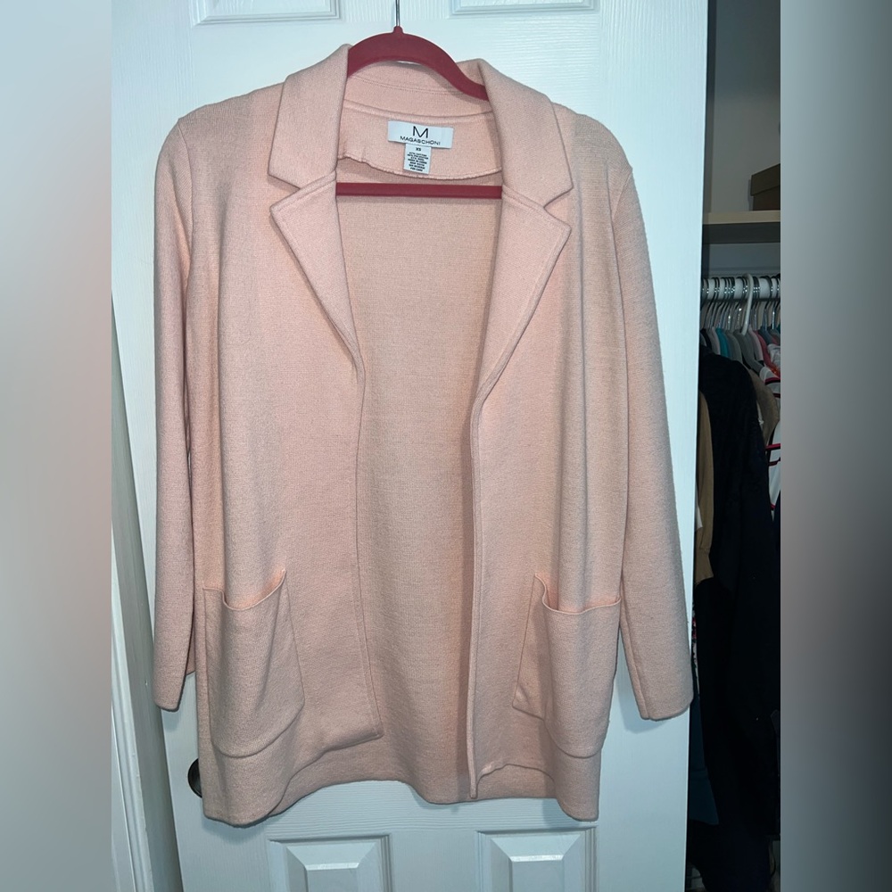 Magaschoni Oversized Light Pink Open Front Cardigan